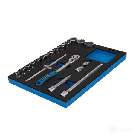 Набор торцевых головок NORGAU Industrial с аксессуарами 1/2”, N1919-S1032 в ложементе, 19 предметов