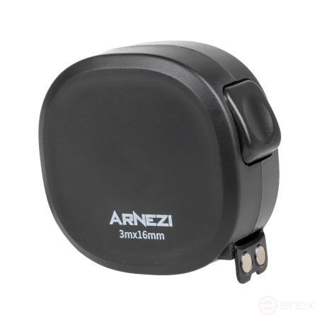 Tape Measure Black 3m x 16mm with Magnetic Hook and Hitchhiker Arnezi R6200010