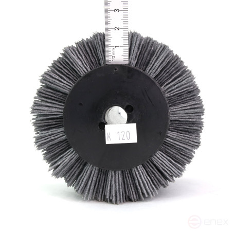 Щетка Д100*100*19,5+4 паза ворс полимер-абразив P120 по дереву для щеточных шлиф машин с валом Д19+4 (1-203)