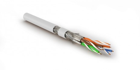 SFTP4-C8.1-S23-IN-LSZH-WH-500 (500 m) Twisted pair cable, shielded S/FTP, Category 8.1 (Class I, 2000MHz), 4 pairs (23 AWG), single core (solid), LSZH (ng(A)-HF), -40°C – +80°C, white