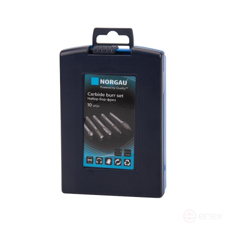 Набор борфрез твердосплавных NORGAU Industrial режущие головки 8-12 мм, DCM, 10 предметов