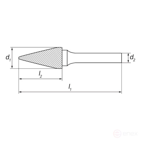 Борфреза твердосплавная NORGAU Industrial коническая 12 мм, 25°, форма M, DCM