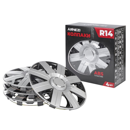 Caps R14 Magellan 4 pcs (silver-black) ABS plastic ARNEZI A0702068