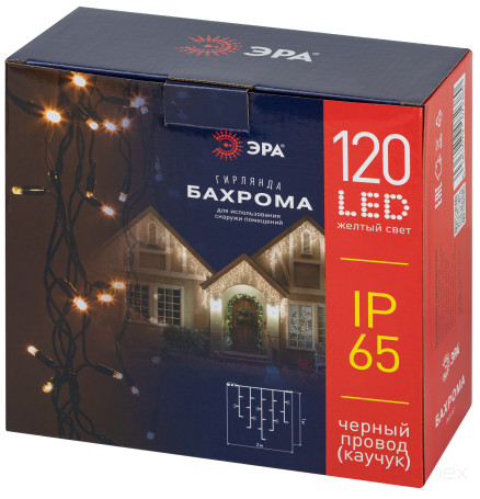 ERA Garland ERAPS-BZ2 LED Christmas Fringe Outdoor 2*1m Yellow 120 LED IP65
