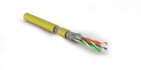 SFTP4-C7-P26-IN-LSZH-YL-500 (500 м) Кабель витая пара, экранированная S/FTP, категория 7 (600 MHz), 4 пары (26 AWG), многожильный (patch), LSZH, нг(A)-HF, желтый