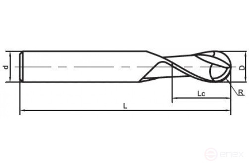A40-BD-B2-2-4-4-50 фреза твердосплавная сферическая по алюминию