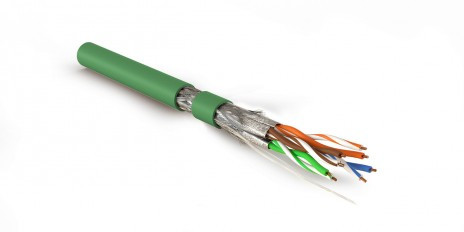 SFTP4-C7-S23-IN-LSZH-GN-500 (500 m) Twisted pair cable, shielded S/FTP, category 7(600MHz), 4 pairs (23 AWG), single core (solid), LSZH (ng(A)-HF), green