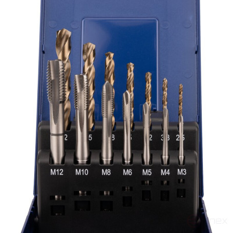 Набор машинных метчиков и сверл NORGAU Industrial М3-М12, 2.5-10.2 мм, HSS-E, 14 предметов
