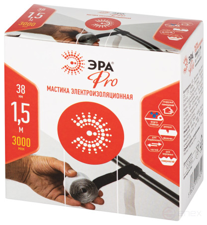 Изолента ЭРА PRO PROMAS38 Мастика электроизоляционная 38мм х 1,5м толщина 3000мкм черная