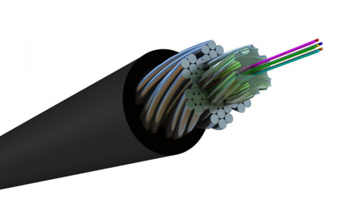 FO-AWS2-IN/OUT-503-12- LSZH-BK Fiber optic cable 50/125 (OM3) multimode, 12 fibers, flexible, armored, fibers in a rope of steel wires, gel-filled, internal/external, LSZH, ng(A)-HF, black