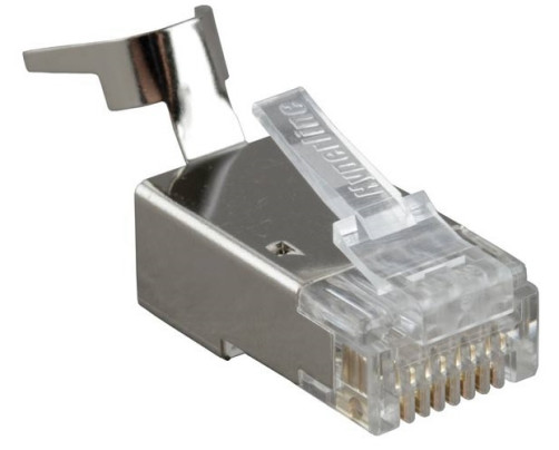 PLUD-A-8P8C-S-C6A-SH Разъем полевой оконцовки RJ-45 (8P8C) под витую пару, угловой, для одножильного кабеля, toolless, категория 6A, экранированный, накручивающийся хвостовик, IDC