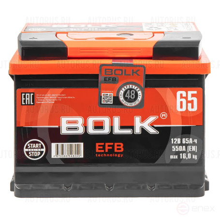 Аккумулятор BOLK EFB Stop&Go 65 А/ч прямой L+ 242x175x190 L2 EN 550 А