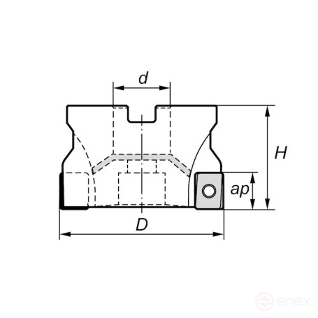 End mill with replaceable plates NORGAU Industrial N350.D80.27.Z6.14