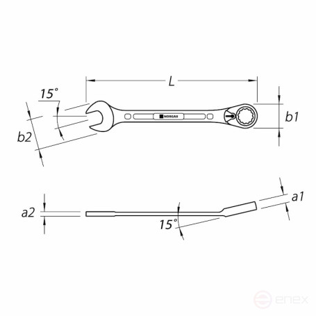 Combination wrench with switchable ratchet NORGAU Industrial 13 mm, N7UR-13