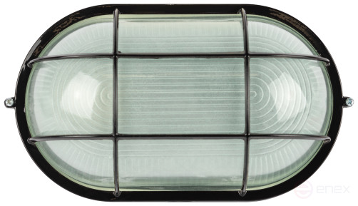 Светильник ЭРА НБП 04-100-002 Акватермо алюминий/стекло решетка IP54 E27 max 100Вт 280х160 овал черный