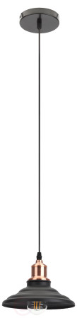 ERA PL4 BK/RC Pendant Lamp for E27 lampshade height 80mm Suspension 800mm Black/copper