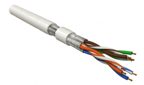 UFTP4-C6-P26-IN-LSZH-WH-100 (100 m) Twisted pair cable, shielded U/FTP, category 6, 4 pairs (26 AWG), stranded (patch), each pair in foil, LSZH, white