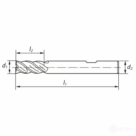 End mill NORGAU Industrial for metal 14 mm, Z4, HB, HSS-Co8