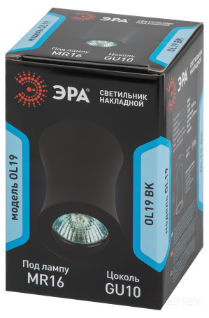 Светильник накладной ЭРА OL19 BK под лампу MR16 GU10 черный
