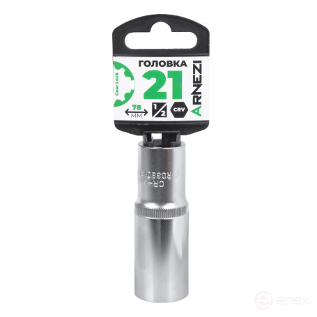 Головка 1/2" Gear Lock 21 мм L=78 мм удлиненная, на холдере Arnezi R0330121