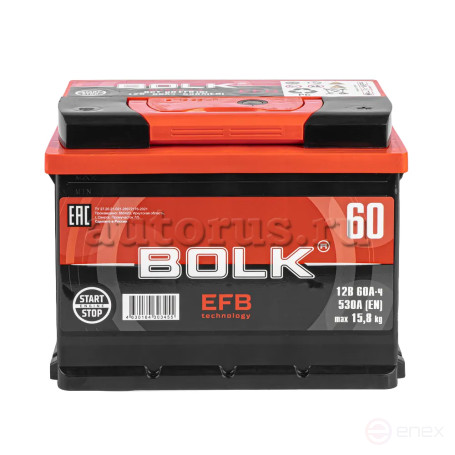 Аккумулятор BOLK EFB Stop&Go 60 А/ч обратный R+ 242x175x190 L2 EN 530 А