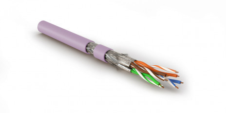 SFTP4-C8.1-S23-IN-LSZH-PK-500 (500 m) Twisted pair cable, shielded S/FTP, Category 8.1 (Class I, 2000MHz), 4 pairs (23 AWG), single core (solid), LSZH (ng(A)-HF), -40°C – +80°C, pink