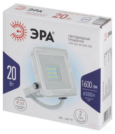Прожектор светодиодный уличный ЭРА LPR-023-W-65K-020 20Вт 6500K IP65 гарантия 2 года белый