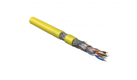 SFUTP4-C5E-P26-IN-LSZH-YL-305 (305 m) Twisted pair cable, shielded SF/UTP, category 5e, 4 pairs (26 AWG), stranded (patch), foil+copper shield. braid, LSZH, -20°C–+75°C, yellow