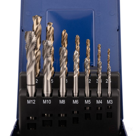 Набор машиных метчиков и сверл NORGAU Industrial М3-М12, 2.5-10.2 мм, HSS-E, 14 предметов