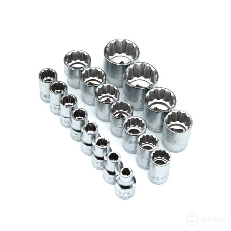 Набор двеннадцатигранных торцевых головок с аксессуарами NORGAU Industrial 1/2", 24 предмета, ND19 в металлическом ящике