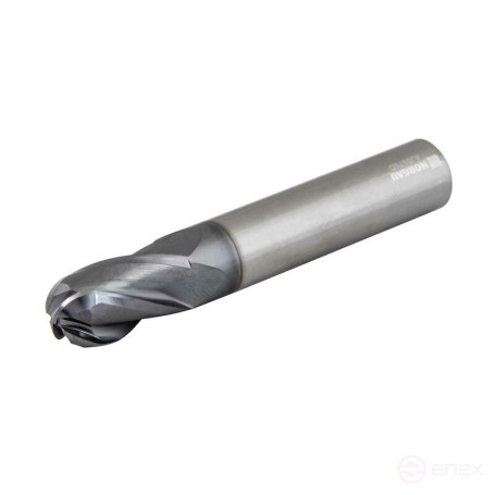 Spherical end mill NORGAU Industrial for metal 2 mm, Z4, VHM/AlCrSin