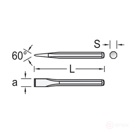 Зубило плоское NORGAU Industrial восьмигранная рукоятка 20x200 мм, N97-20X200
