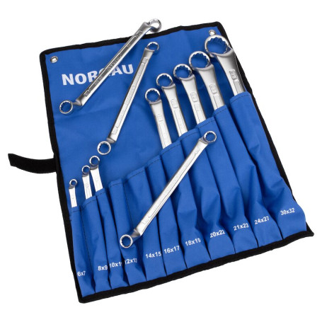 Набор двусторонних накидных гаечных ключей NORGAU Industrial 11 предметов, NRS2-011