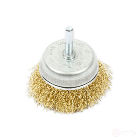 Щетка для дрели чашка 65 мм, со шпилькой, латунированная проволока d=0.3мм, 4500 об/мин ARNEZI R8041165