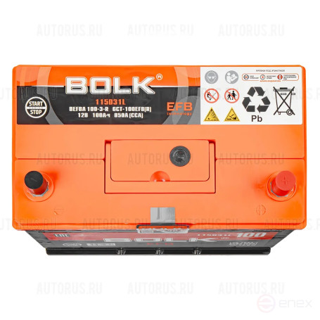 Аккумулятор BOLK EFB ASIA 100 А/ч обратный R+ 306x175x225 D31 EN 850 А