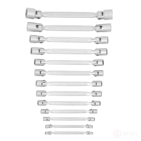 Набор торцевых двусторонних шарнирных ключей NORGAU Industrial NBS34-013, 13 предметов