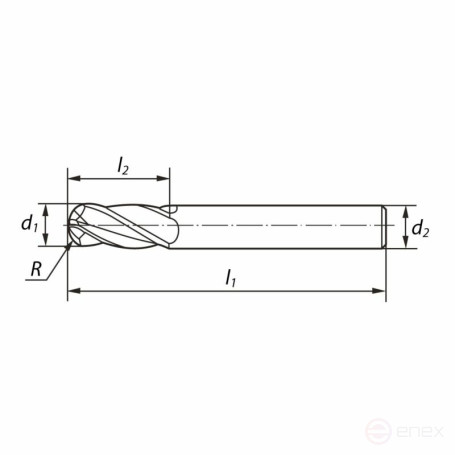 Фреза концевая NORGAU Industrial сферическая 12 мм, Z4, VHM/AlCrSiN