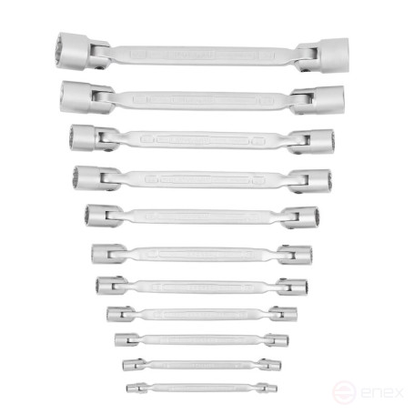 Набор торцевых двусторонних шарнирных ключей NORGAU Industrial NBS34-011, 11 предметов