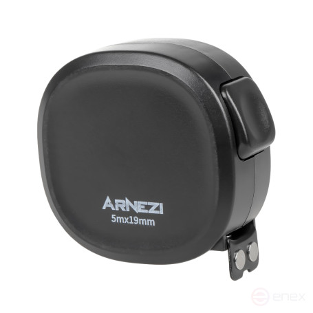 Tape Measure Black 5m x 19mm with Magnetic Hook and Hitchhiker Arnezi R6200011