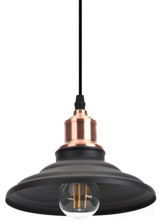 ERA PL4 BK/RC Pendant Lamp for E27 lampshade height 80mm Suspension 800mm Black/copper