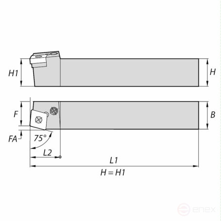 Державка токарная NORGAU Industrial для наружной обработки PCBNR2020K12
