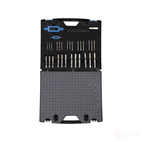 Set of hand taps and dies NORGAU Industrial UNC 1/4-1" HSS, 46 pieces