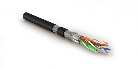 SFTP4-C8.1-S23-IN-LSZH-BK-500 (500 m) Twisted pair cable, shielded S/FTP, Category 8.1 (Class I, 2000MHz), 4 pairs (23 AWG), single core (solid), LSZH (ng(A)-HF), -40°C – +80°C, black