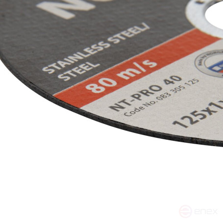 Круг отрезной по стали и нержавеющей стали NORGAU Industrial NT-PRO 40, 125х1х22.2 мм