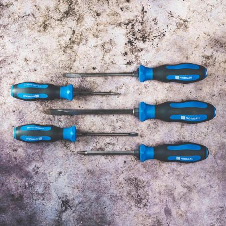 Set of reinforced slotted and phillips screwdrivers NORGAU Industrial NBS155K-161-005, 5 pieces