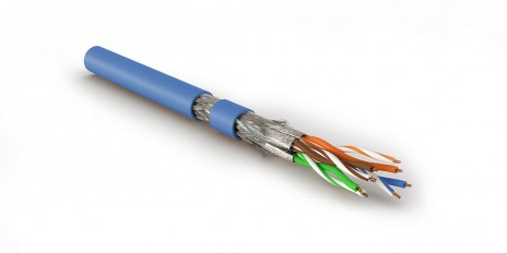 SFTP4-C8.1-S23-IN-LSZH-BL-500 (500 m) Twisted pair cable, shielded S/FTP, Category 8.1 (Class I, 2000MHz), 4 pairs (23 AWG), single core (solid), LSZH (ng(A)-HF), -40°C – +80°C, blue