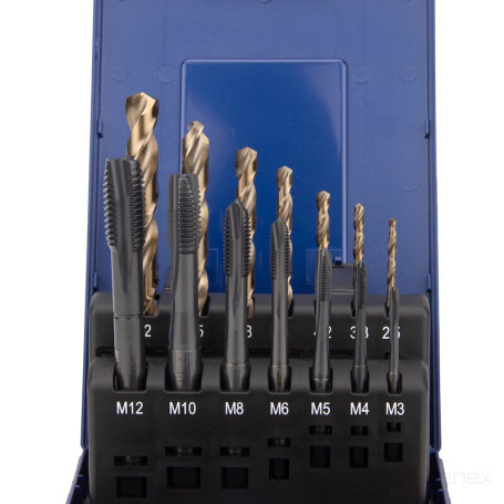 Набор машинных метчиков и сверл NORGAU Industrial М3-М12, 2.5-10.2 мм, HSS-E/VAP/HSS-E, 14 предметов