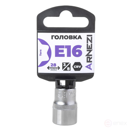 Головка 3/8" внешний TORX Е16, L=28 мм на холдере ARNEZI R0202016