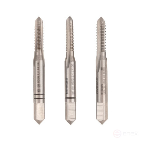 Set of manual taps NORGAU Industrial left rotation M5, HSS, 3 pieces