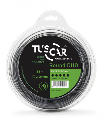 Леска для триммера TUSCAR Round DUO, Professional, 2.4mm*88m